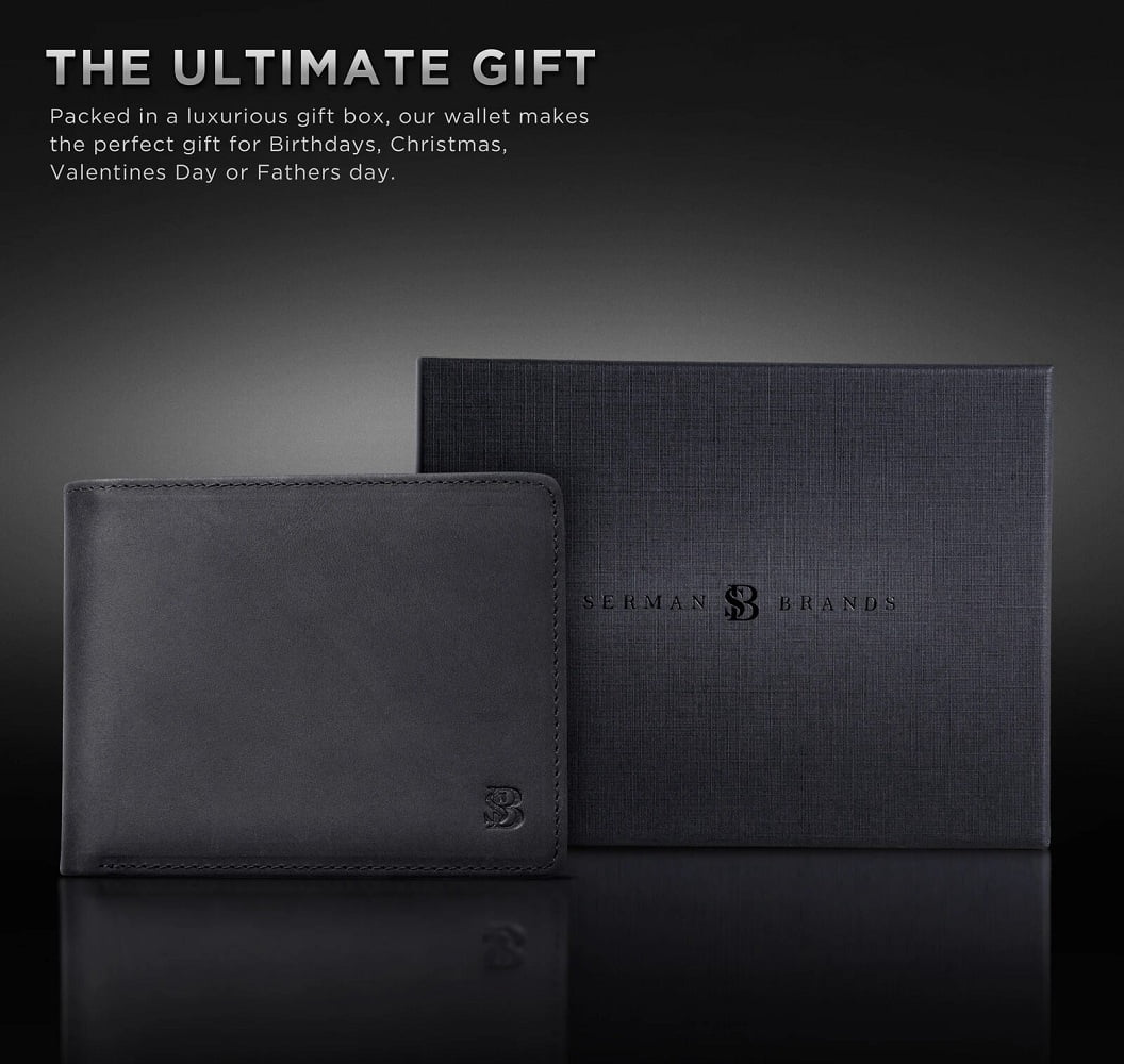 2 ID Window Wallet for Men | RFID Blocking | Premium Full Grain Leather | Bifold Top Flip | Extra Capacity Travel Wallet | Charcoal Black - Image 3