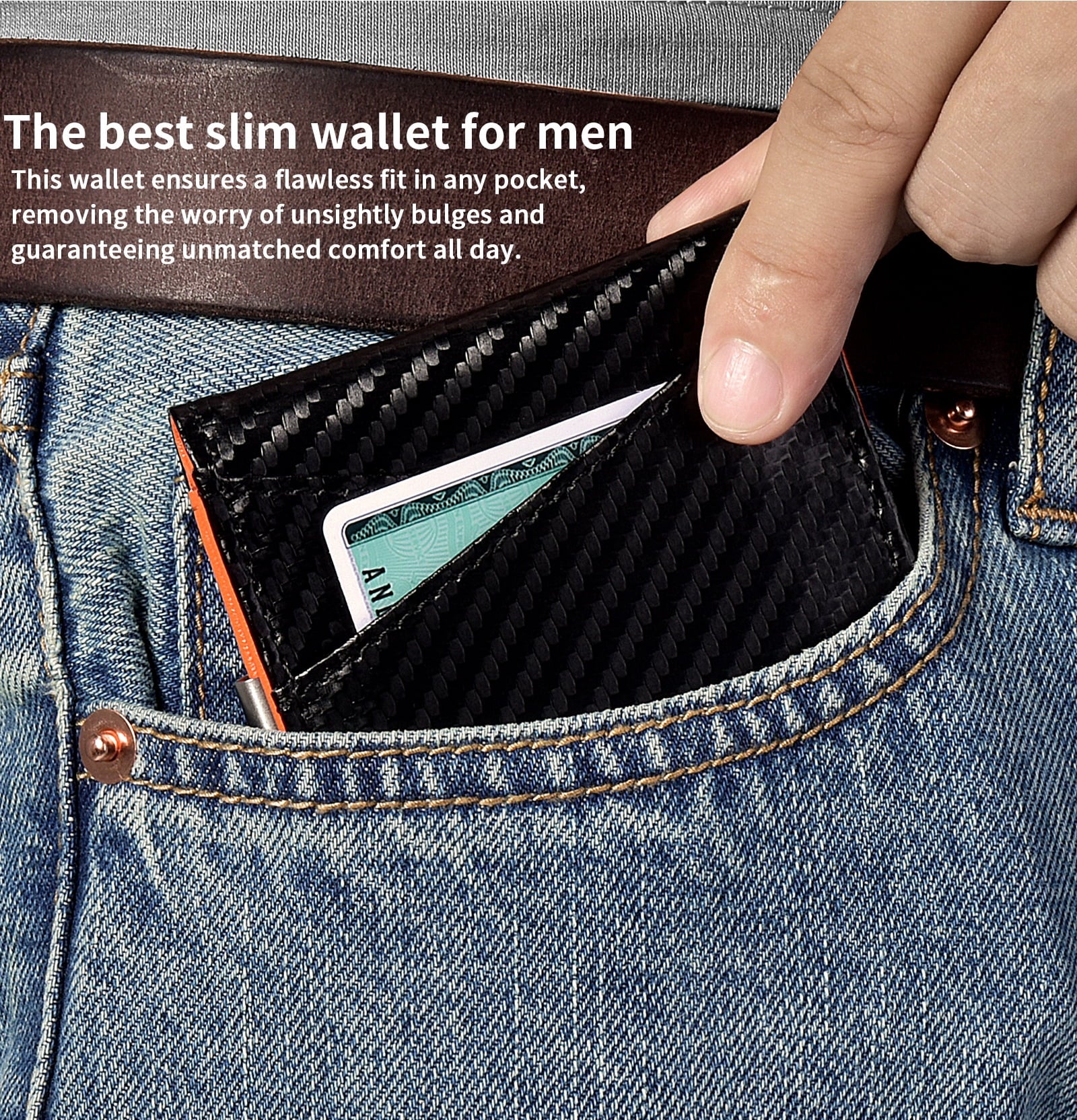 Men Slim Wallet Money Clip: Gifts for Men Genuine Leather Minimalist Bifold Front Pocket Wallets, 12 Slots Rfid Block... - Image 3
