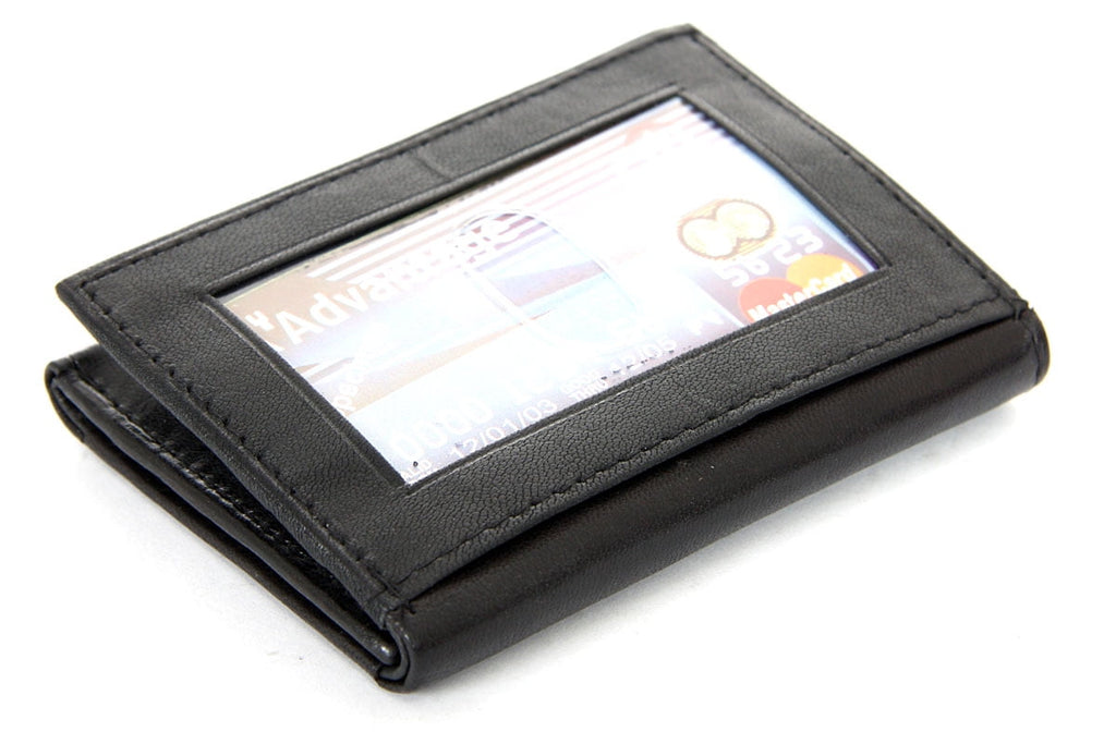 6 Credit Card 2 ID Mens Leather Wallet Black Wallet 3 x 4 inches - Image 2