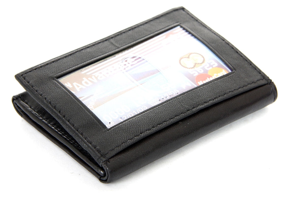 6 Credit Card 2 ID Mens Leather Wallet Black Wallet 3 x 4 inches - Image 2