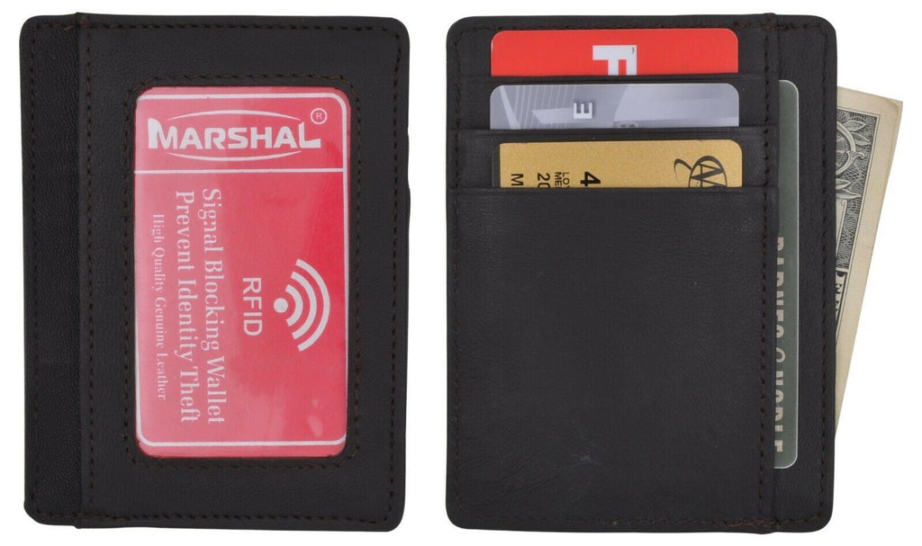 New Genuine Leather Slim Card Holder Wallets For Men - Minimalist RFID Blocking - Image 2