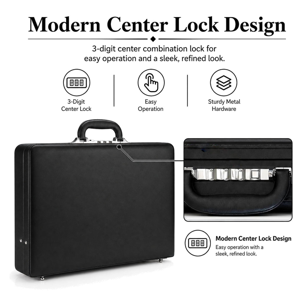 for Men, Professional Leather Briefcase with Lock, Hard Shell Business Brief Case, Attache Case for 15.6" Laptop, Men... - Image 5