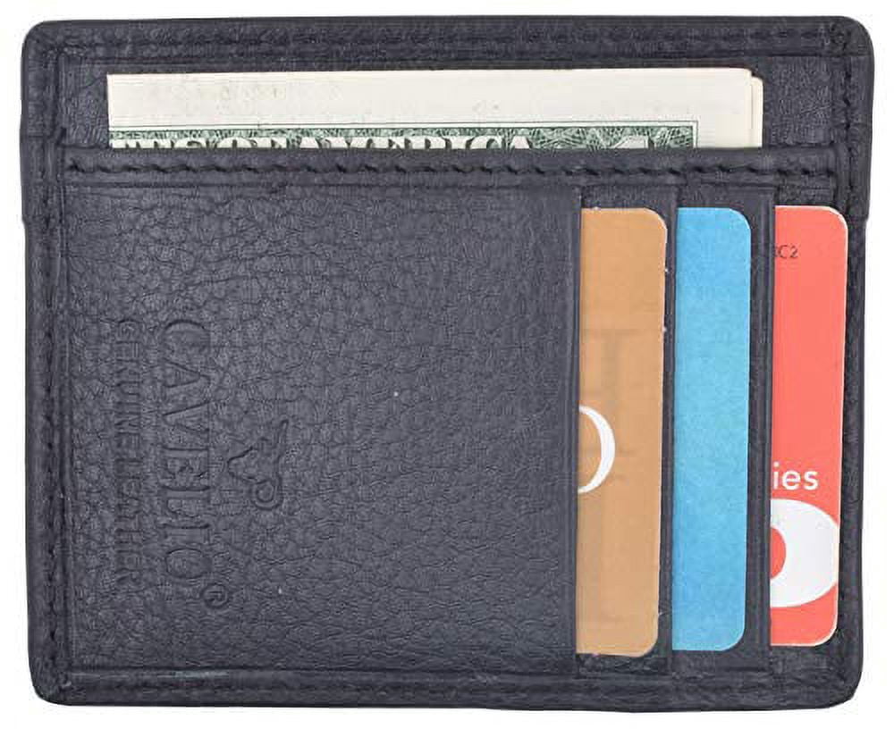 Men's Minimalist Slim Thin Front Pocket Credit Card ID Holder Leather Wallet - Image 2