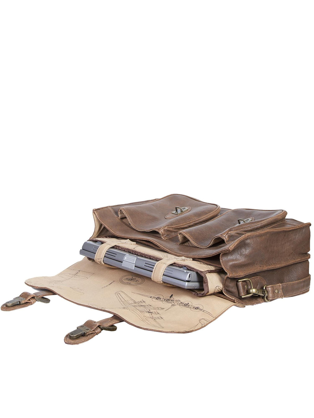 Scully Leather Aerosquadron Front Flap Briefcase with Buckles (Men's) - Image 3