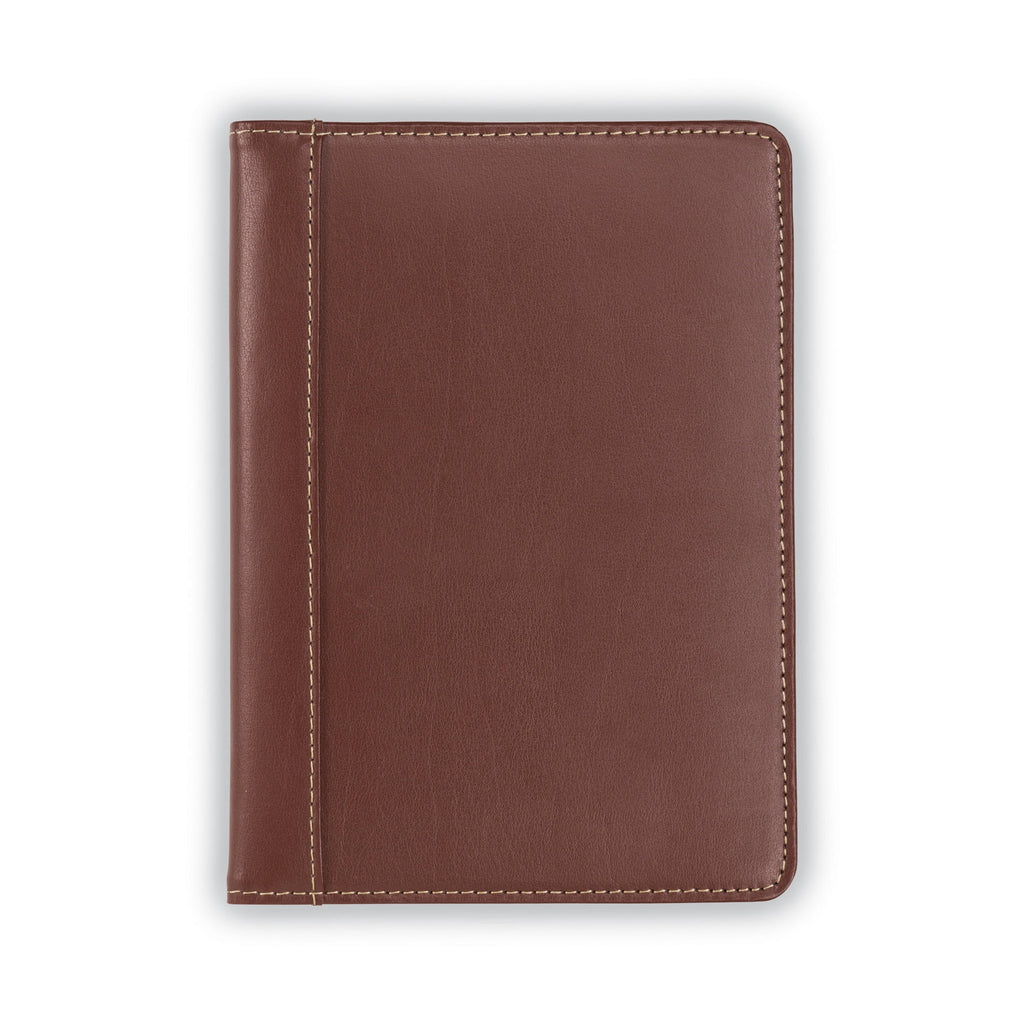 Contrast Stitch Leather Junior Padfolio, 5"x8" Brown - Image 3