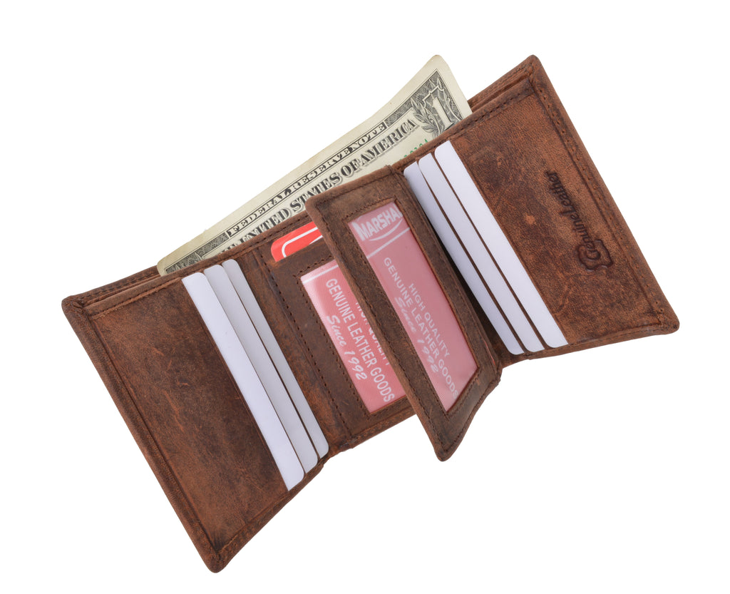New RFID Blocking Mens Vintage Soft Genuine Leather Classic Trifold Wallet - Image 2