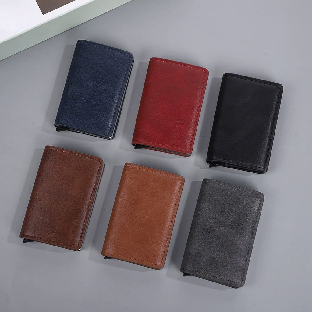 Simple Toggle Wallets for Men,Men's Simple Leather Wallet,Wallet with Smart Metal Pop Up Credit Card Holder,Credit Ca... - Image 5