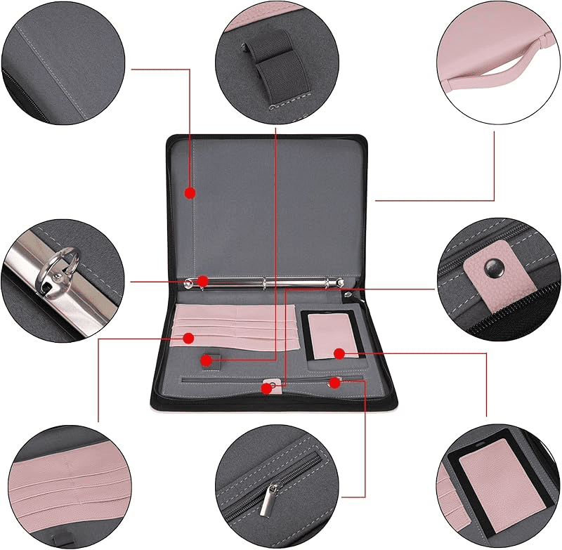 Wonderpool Travel Zippered Portfolio 3 Ring Binder A4 Padfolio Document Case with Removable Clipboard Legal Pad Holder, Business Office Scho - Image 4