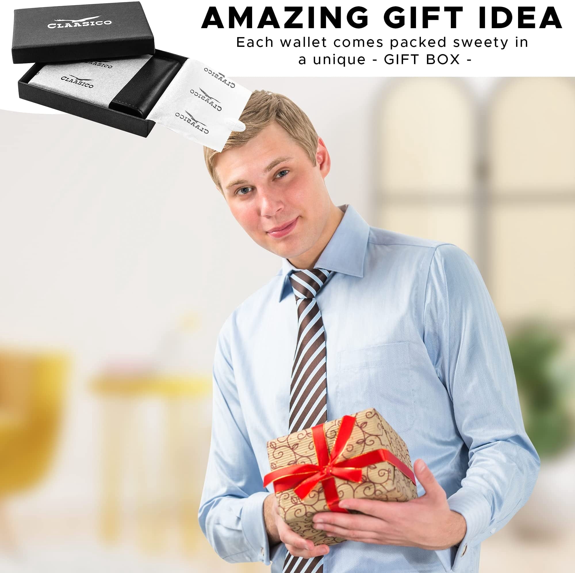 Slim Bifold RFID Bloking Wallet For Men Genuine Leather Packed In Stylish Gift Box - Image 6