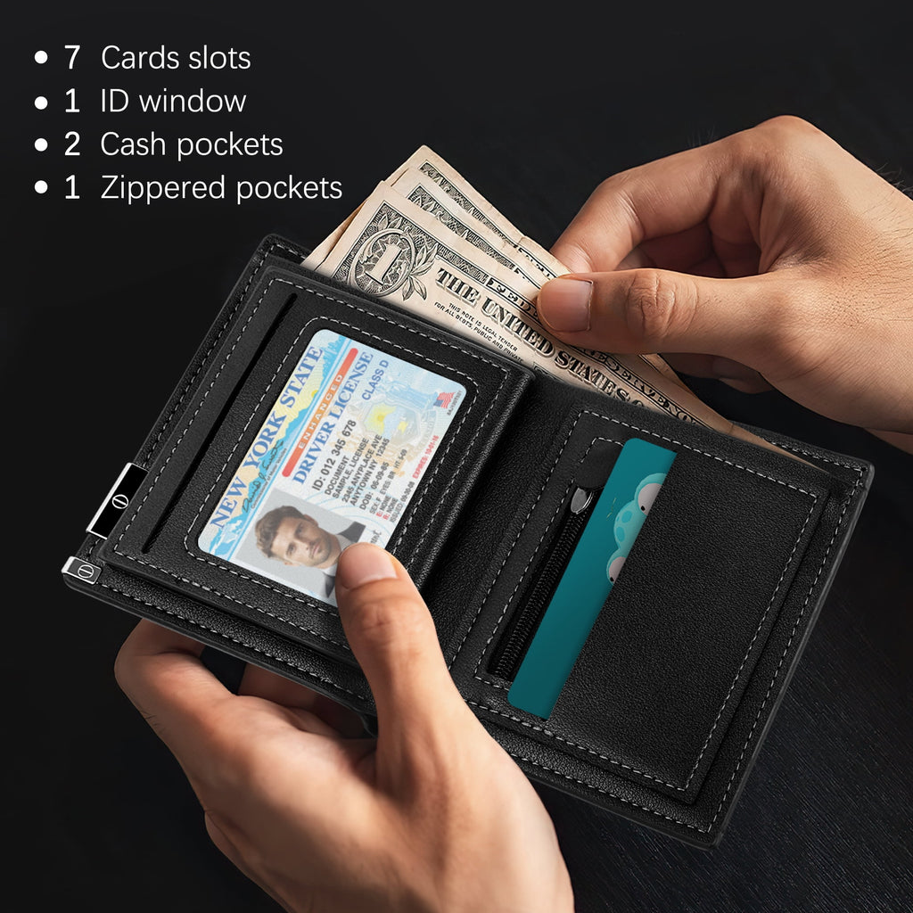 Mens Wallet, Bifold Genuine Leather Wallet for Men, RFID Blocking Wallet with 1 ID Window, 7 Card Holders & 2 Cash Sl... - Image 5