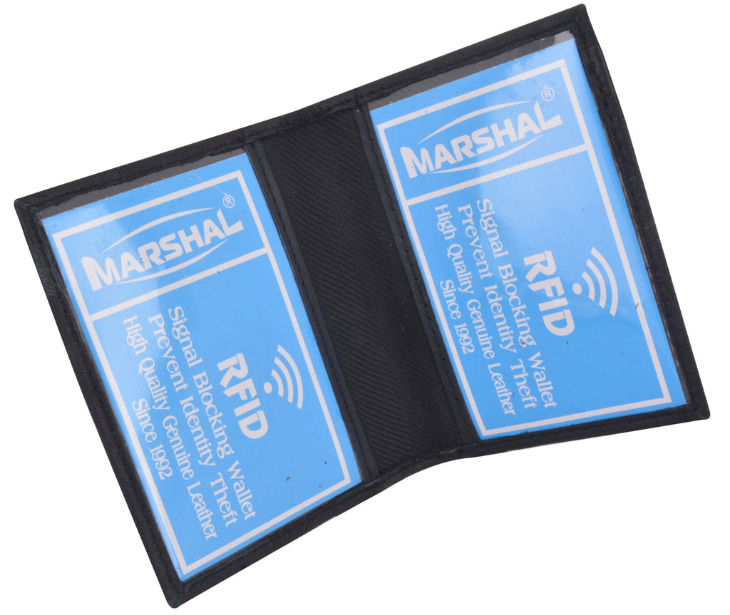 RFID Blocking Mini Wallet Genuine Leather Slim Front Pocket Wallet Ultra Thin Credit Card Holder Sleeve with ID Windows - Image 3