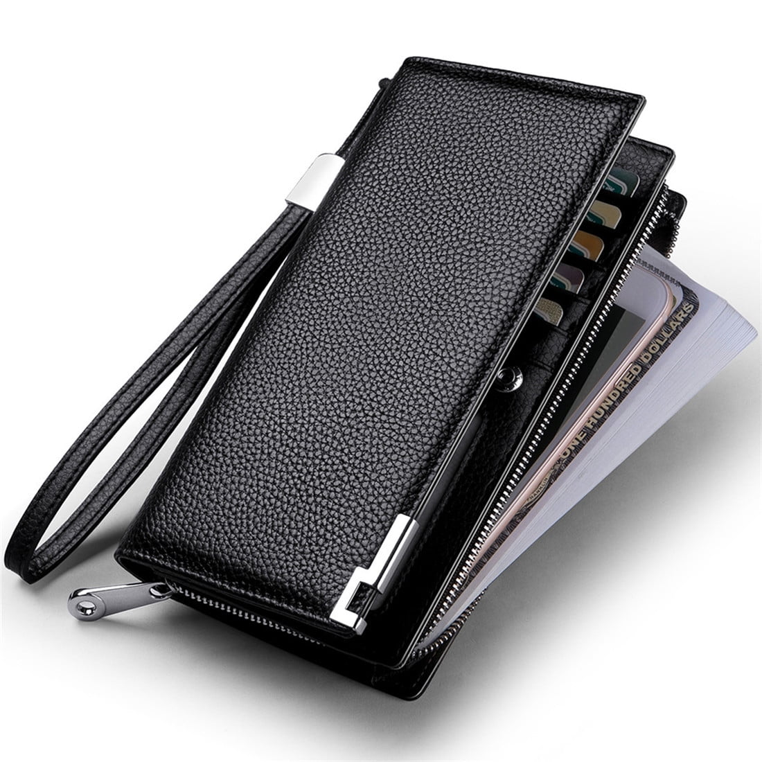 Long Wallets for Men Leather RFID Blocking Wallet Bifold Slim Credit Card Holder Zip Around Wallet Purse with Zipper ... - Image 6