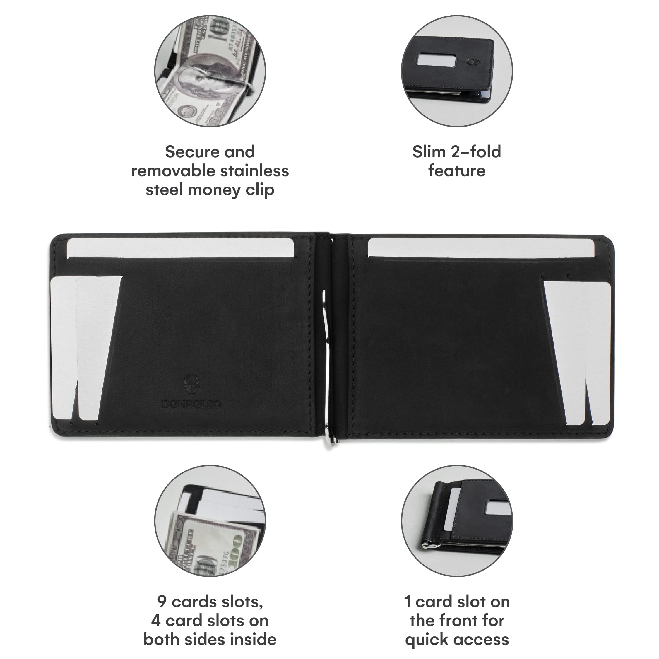 Slim Leather Wallet - Minimalist Bifold Wallet for Men - RFID Blocking Protection Money & Card Holder - Durable & Functional Front Pocket Wa - Image 4