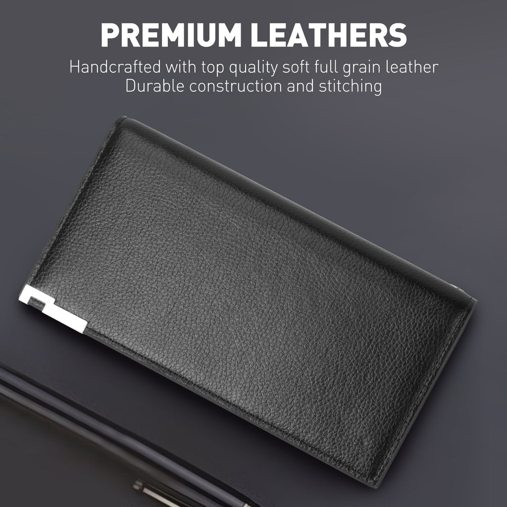 Long Wallets for Men, Genuine Leather RFID Blocking Wallet, Bifold Mens Wallet with Zipper Pockets Large Space with 1... - Image 5