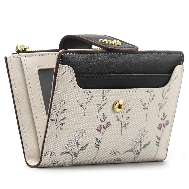 Small Wallet for Women Slim Bifold Leather Credit Card Holder Purse Zipper Pocket Coin Wallets with ID Window - Image 2