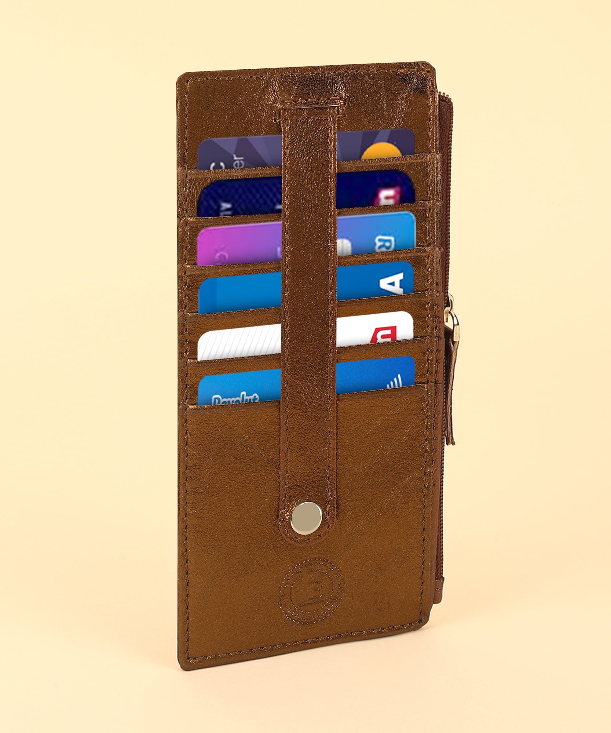 RFID Blocking Women's Wallet Vintage Leather All in One Card Case Holder Slim, Bronze - Image 3