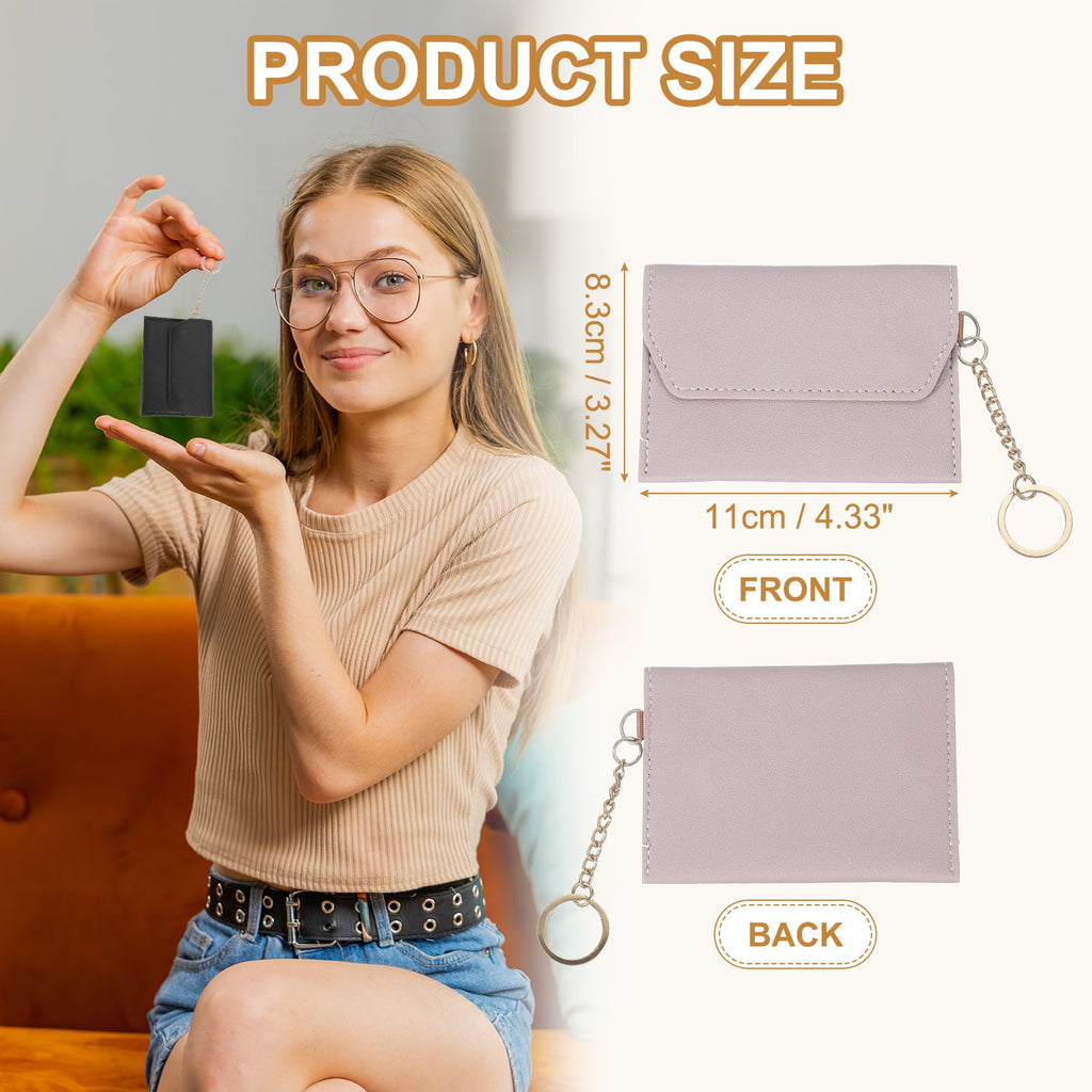 Leather Credit Card Holder, Slim Pocket Wallet for Women for Men with Detachable Keychain, Multi-Functional Dual-snap... - Image 2
