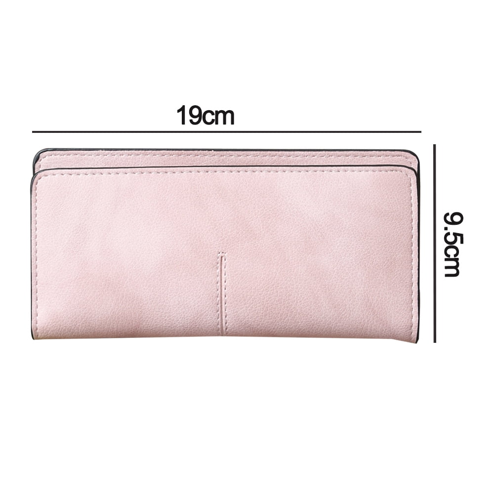 Slim Thin Leather Women Wallet Blocking Credit Card Holder Bifold Long Ladies Billfold-Light powder - Image 2