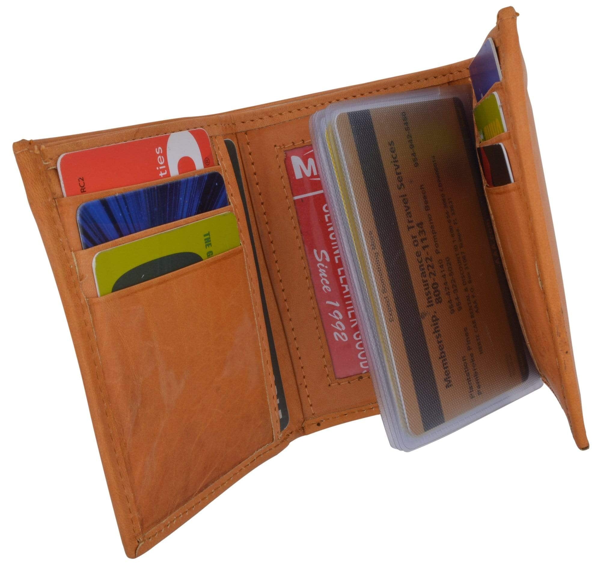 Leather Mens Trifold Wallet Zipper Money Compartment 55 CF - Image 3