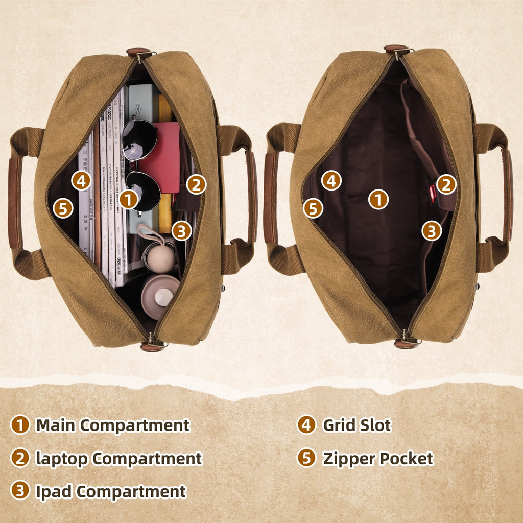 Large Canvas Messenger Bag for Men 15-inch Men's Satchels Crossbody Shoulder Bag Business Briefcase, Brown - Image 5