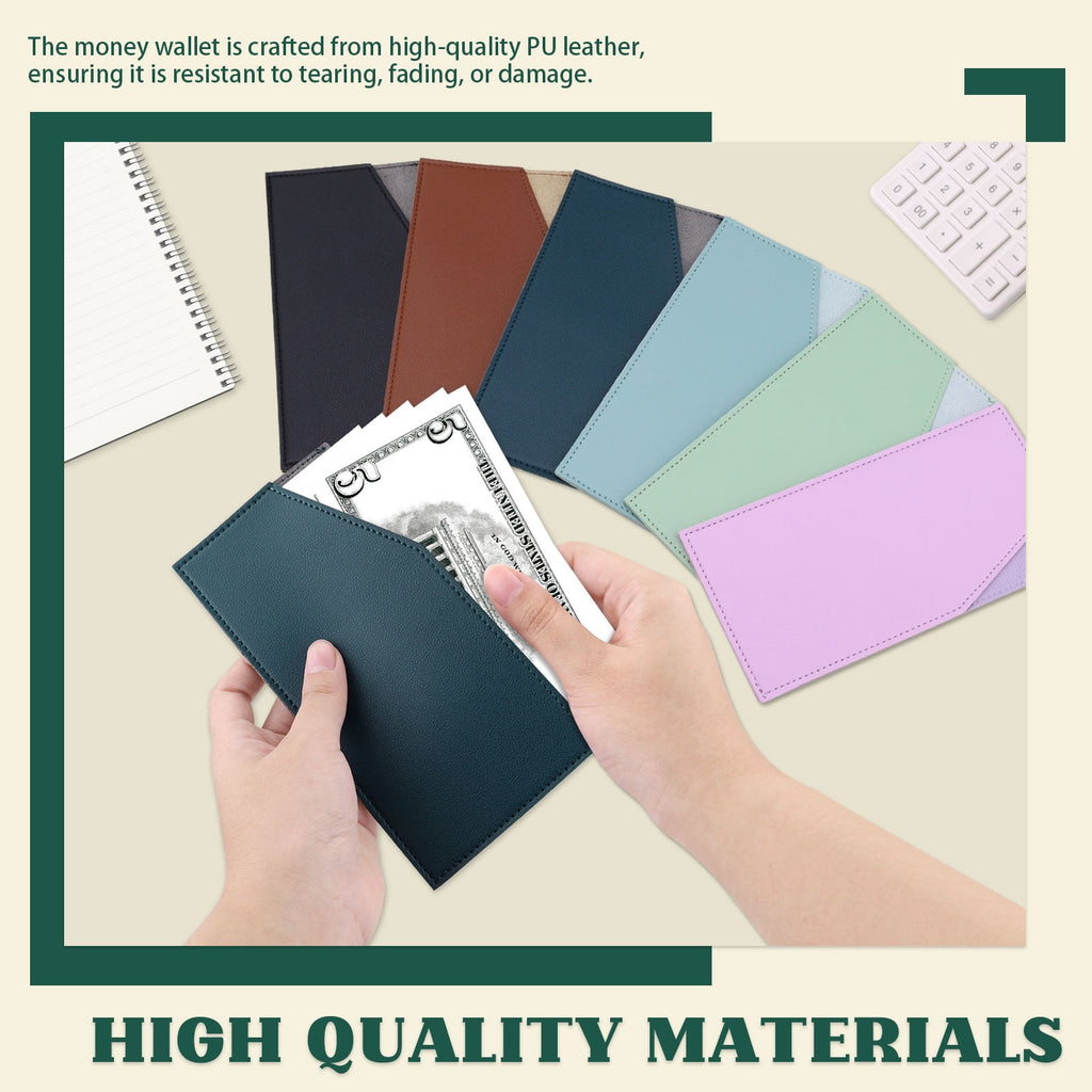 Sekenow 3 Pack Slim Cash Wallet, PU Leather Money and Card Holder, Stylish Reusable Money Envelope Organizer for Dollar Bill Receipt Budgeti - Image 3