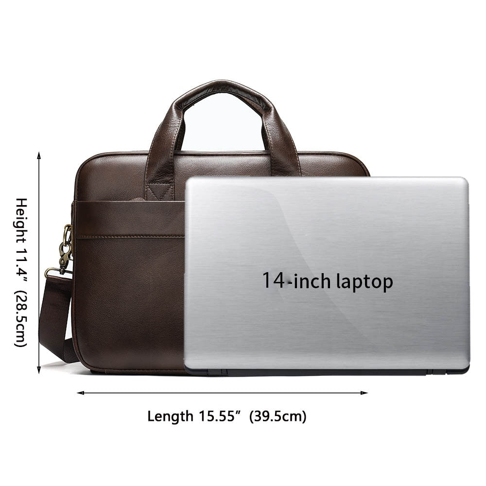 Men's Bag Genuine Leather Men Briefcase for Laptop 14 Inch Messenger Men's Leather Bag Business Portfolio for Documen... - Image 5
