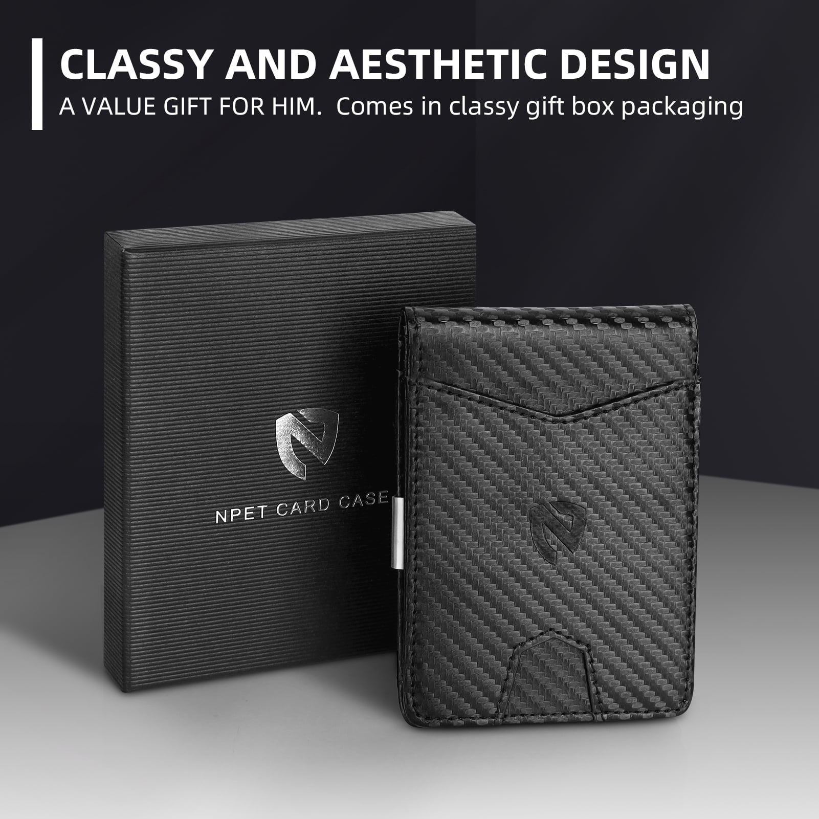 Slim Minimalist Wallet for Men Leather RFID Blocking Bifold Credit Card Wallet with Money Clip for Men with Gift Box - Image 2