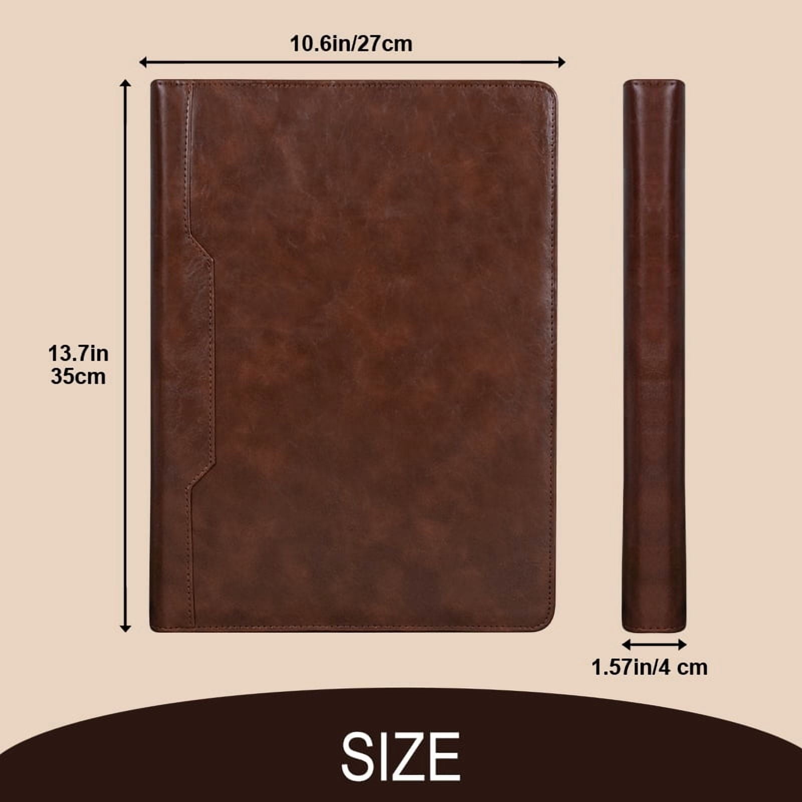 A4 Business Padfolio Binder with Zipper, Vegan Leather Professional Portfolio Organizer with 3-Ring Binder, Notepad & Resume Holder for Meet - Image 6