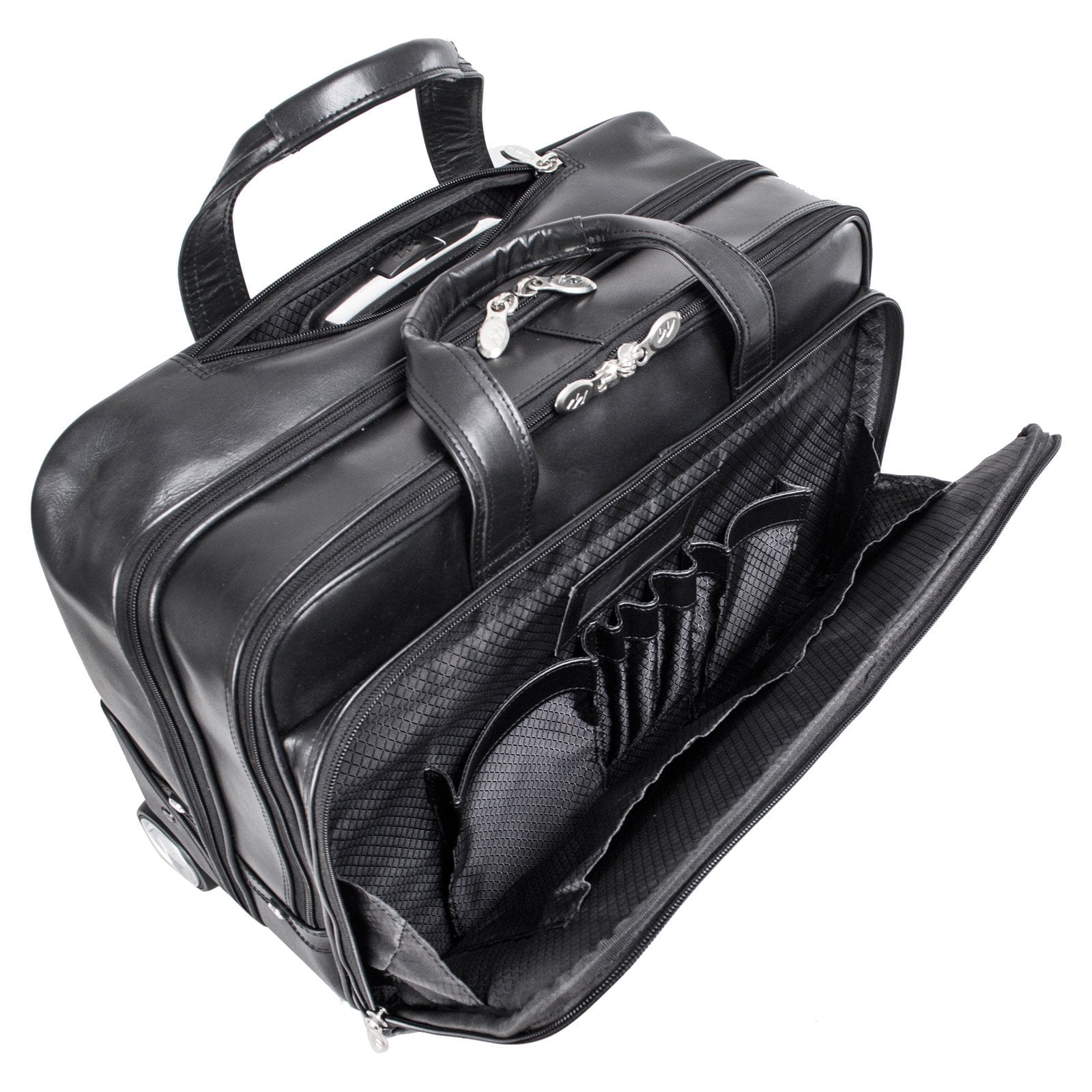 | 15” Leather Wheeled Laptop Briefcase - Image 6