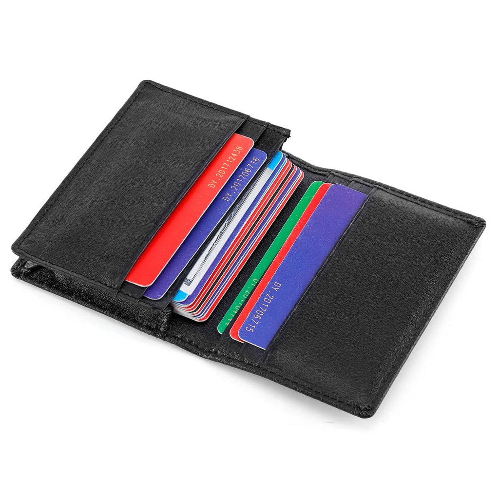Men's Bifold Front Pocket Wallet Genuine Leather RFID Blocking Card Billfold 5 Slots with Cash Clip, Black - Image 3