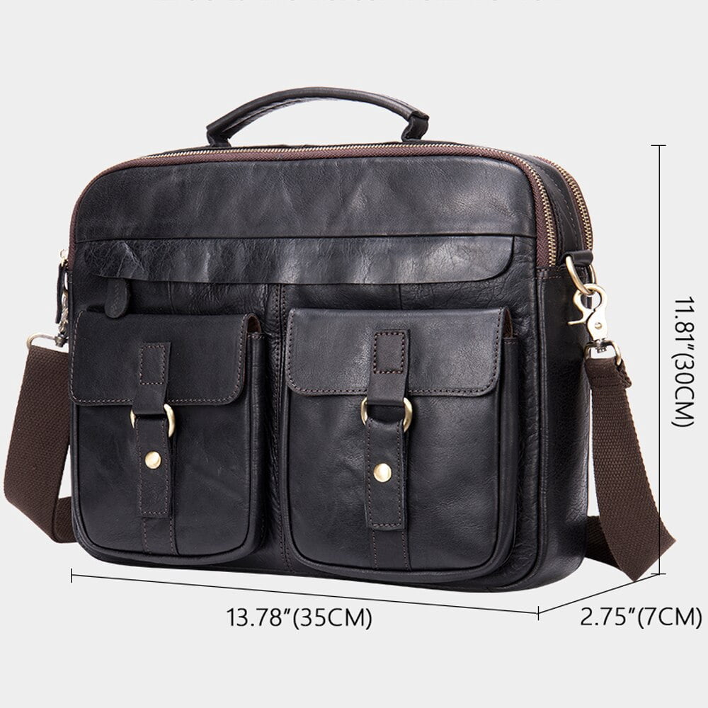 Men's Shoulder Bag Genuine Leather Men's Designer Bag Handbag for Men Briefcase Fit 14inch Laptop Messenger Bags Men'... - Image 2