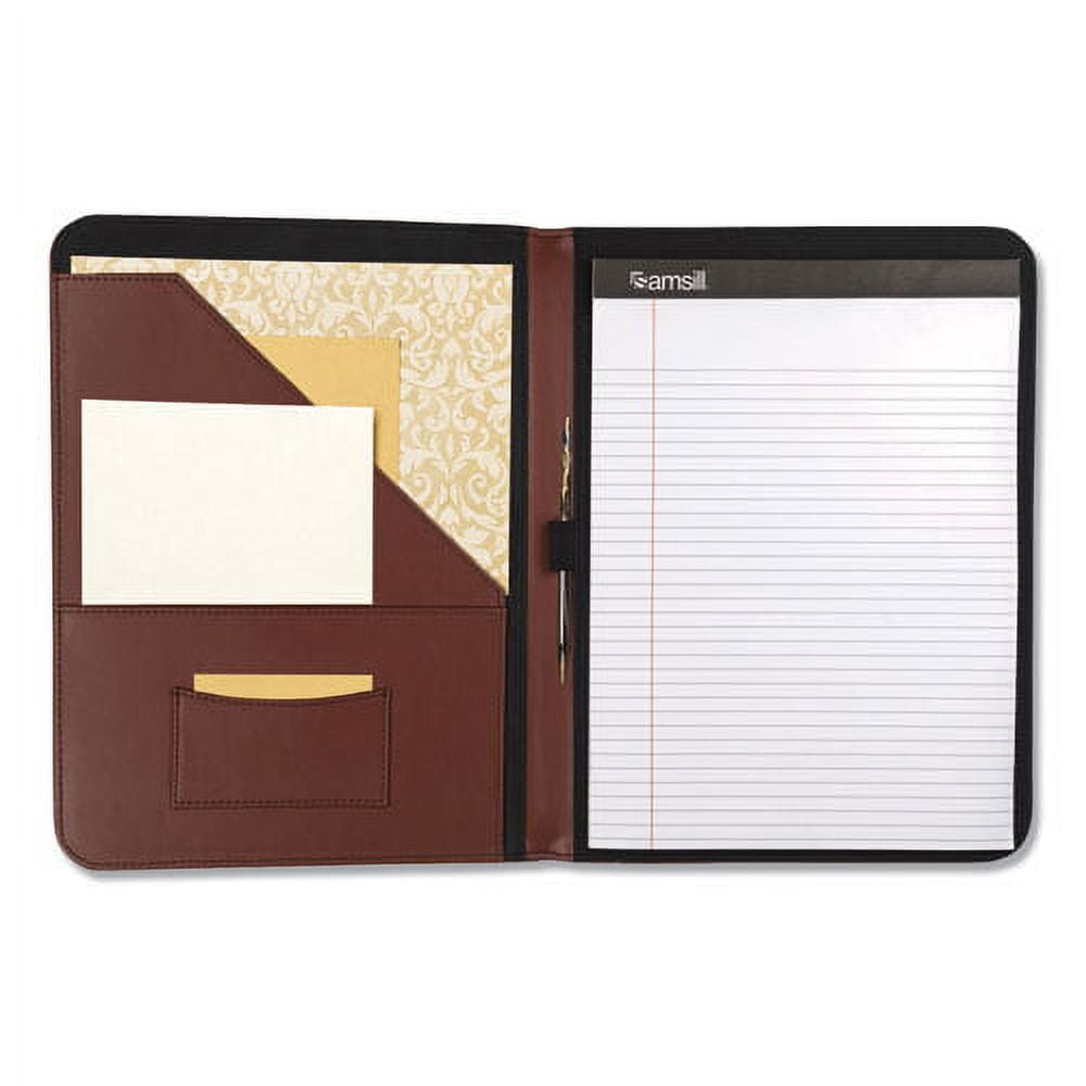 "Contrast Stitch Leather Padfolio, 8 1/2 X 11, Leather, Tan | Bundle of 2 Each" - Image 3