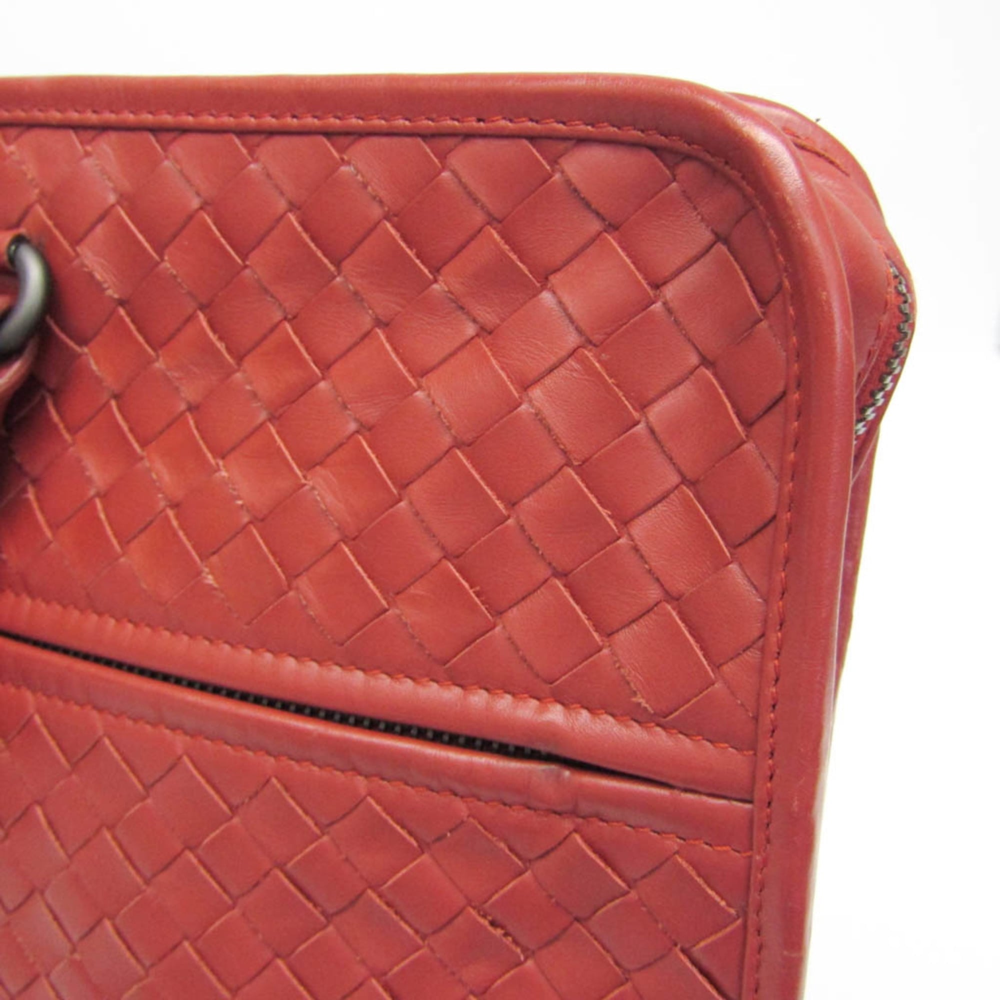 Pre-Owned Bottega Veneta Intrecciato Business Bag Men's Leather Briefcase,Handbag Red Brown - Image 6