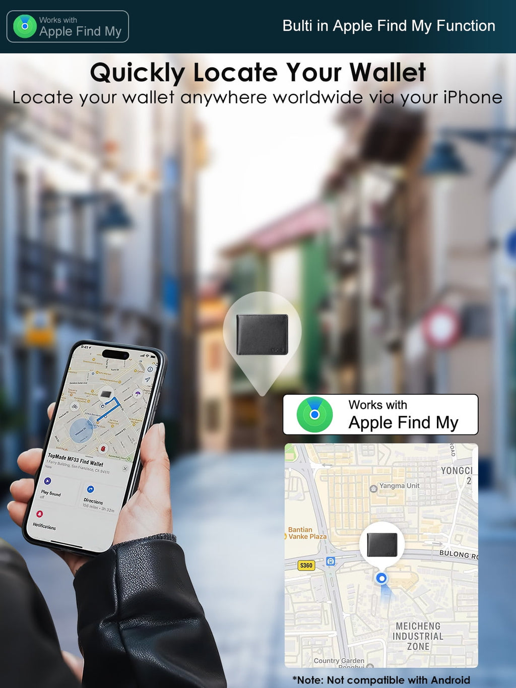 Smart Wallets for Men, Built-in Find My Real Time Tracker, PU Leather Classic Bifold Wallet Card Holder with Cash Poc... - Image 2