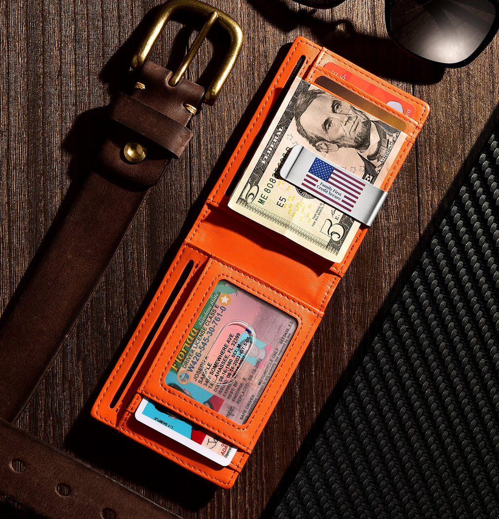 Men Slim Wallet Money Clip: Gifts for Men Genuine Leather Minimalist Bifold Front Pocket Wallets, 12 Slots Rfid Block... - Image 2
