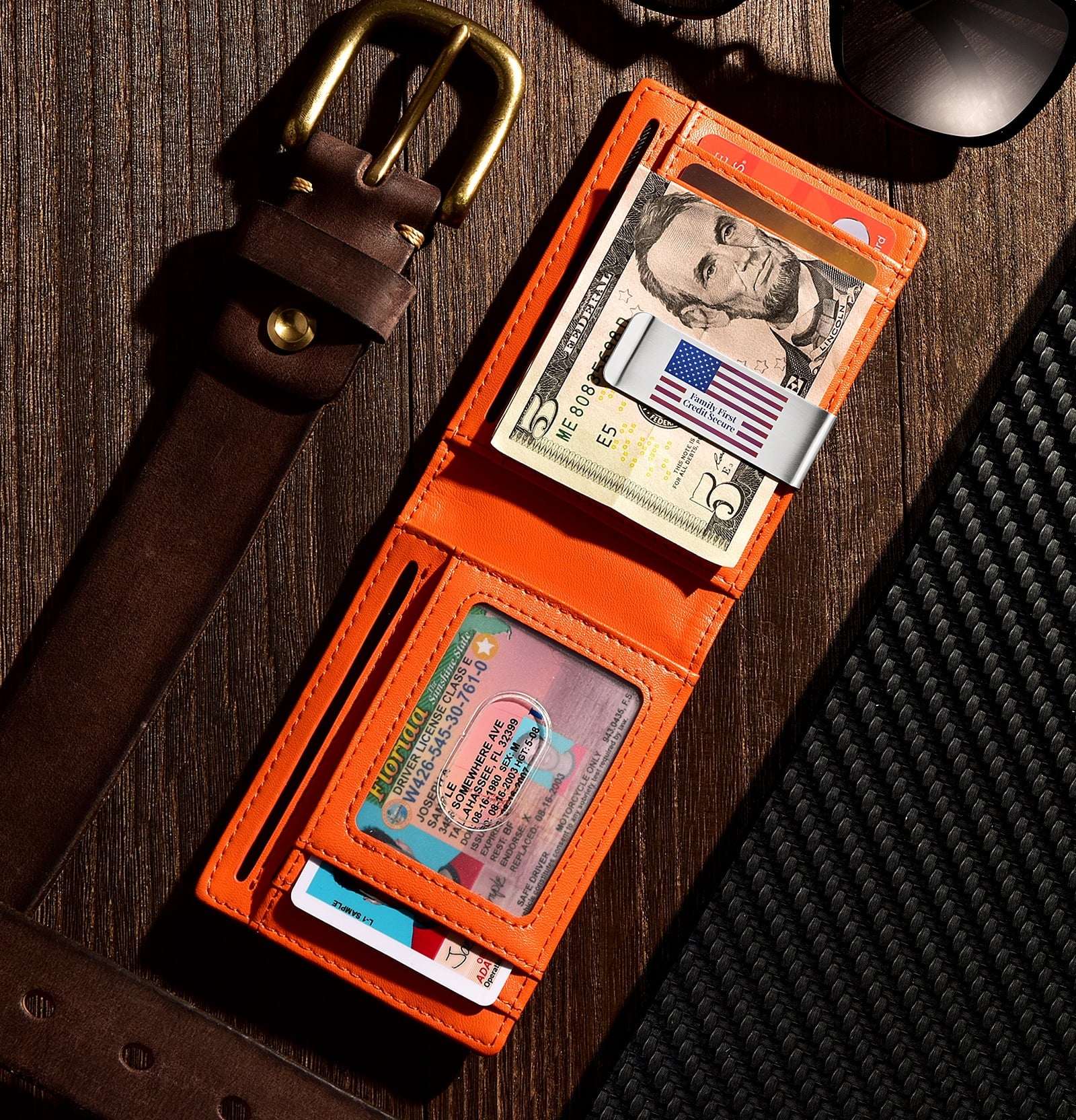 Men Slim Wallet Money Clip: Gifts for Men Genuine Leather Minimalist Bifold Front Pocket Wallets, 12 Slots Rfid Block... - Image 2