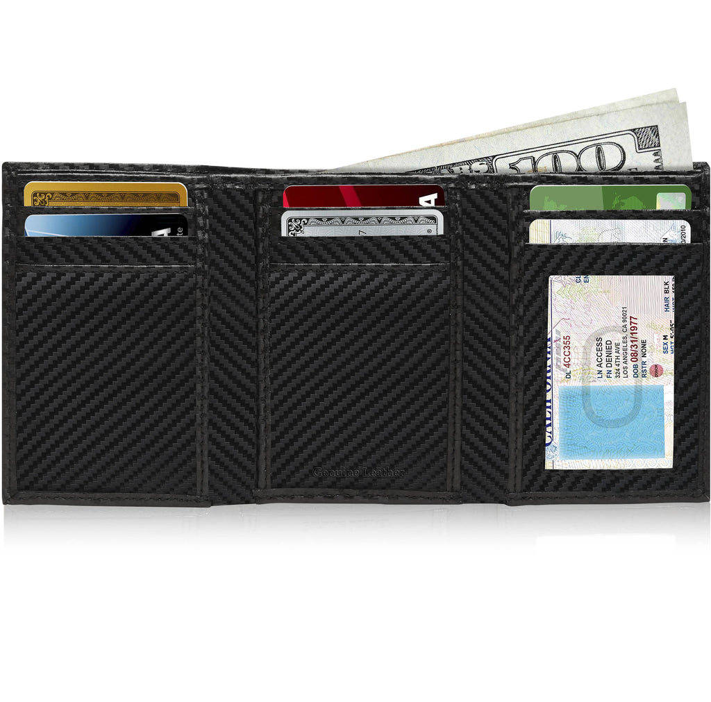 Genuine Leather Trifold Wallets For Men - Mens Trifold Wallet With ID Window Gifts For Men RFID Blocking - Image 2