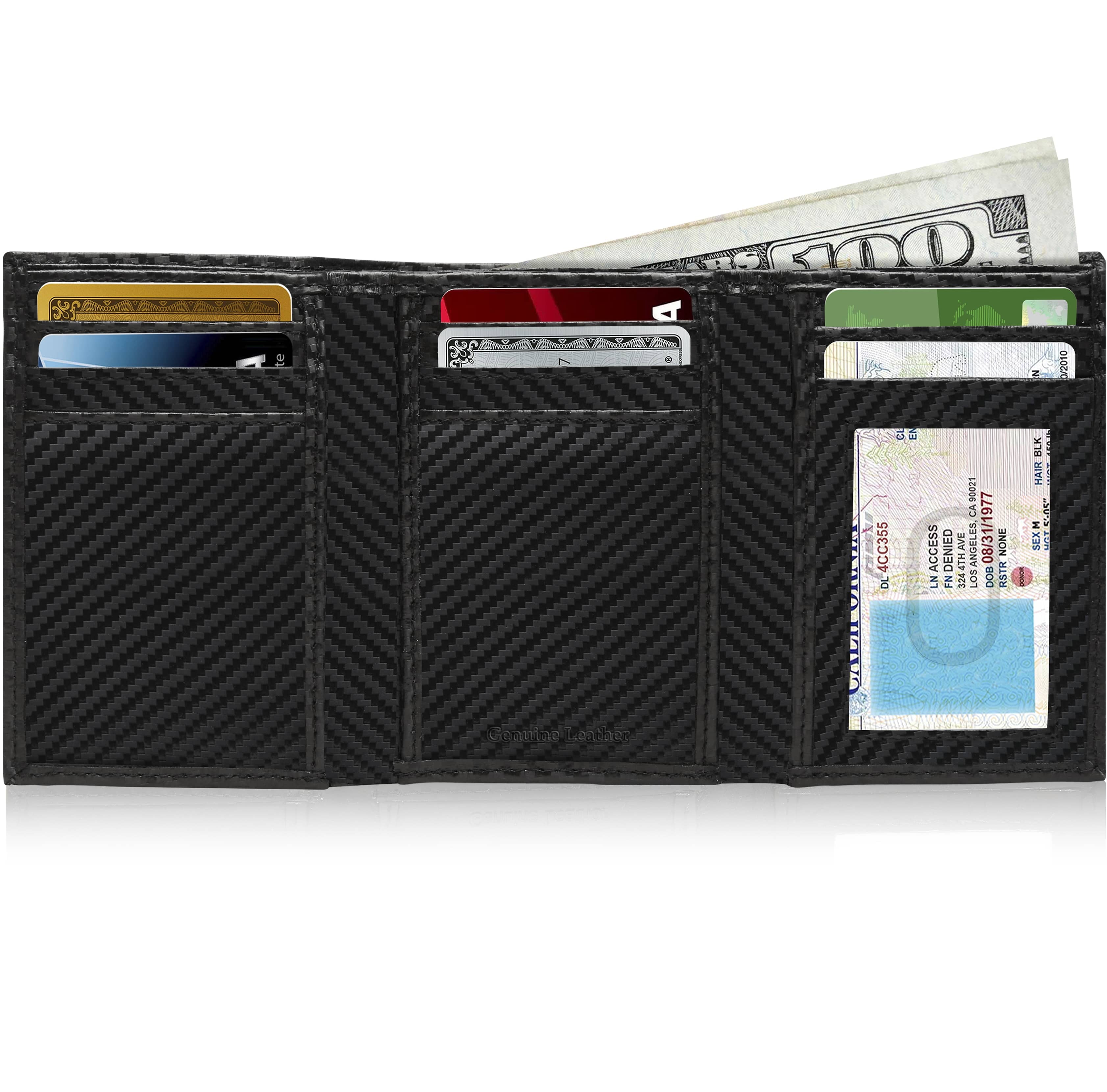 Genuine Leather Trifold Wallets For Men - Mens Trifold Wallet With ID Window Gifts For Men RFID Blocking - Image 2