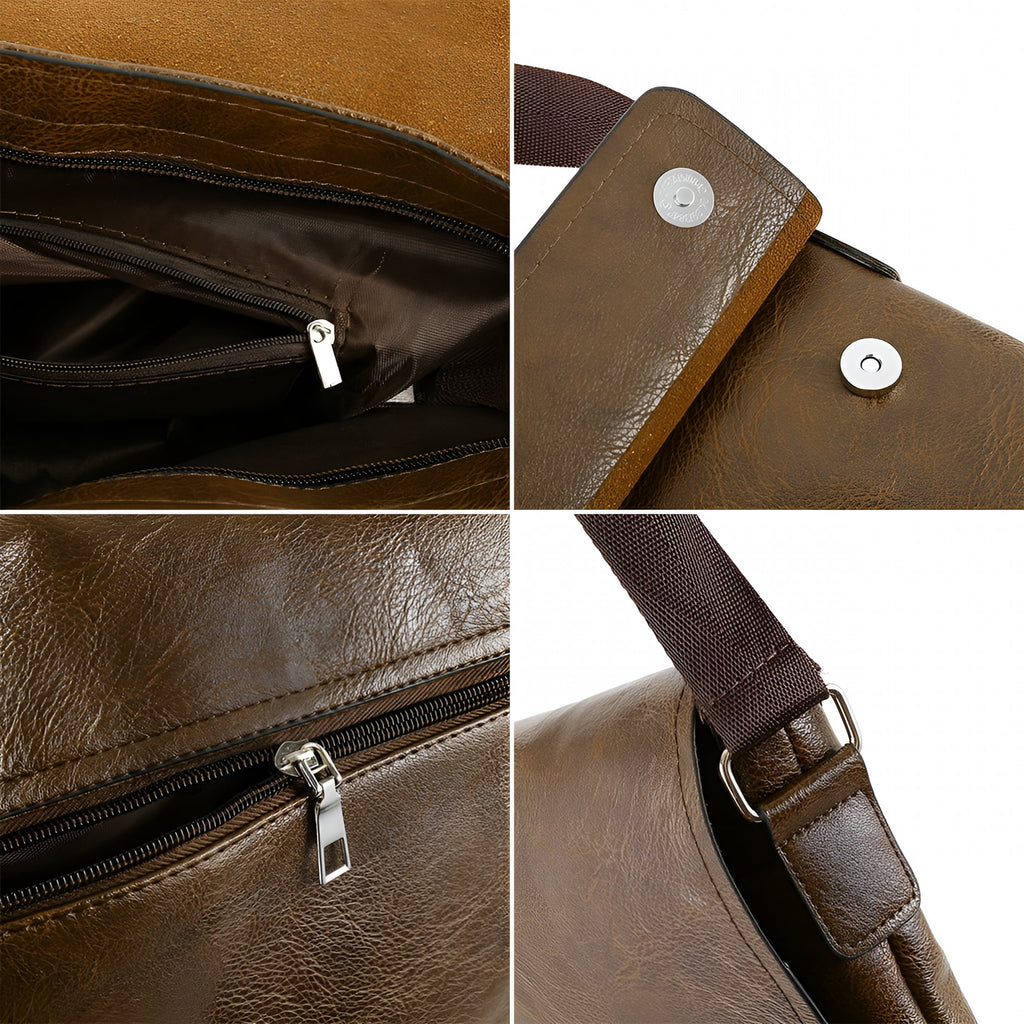 Mens Leather Bags Messenger Bag Briefcase Satchel Shoulder Handbag Cross Body - Image 6