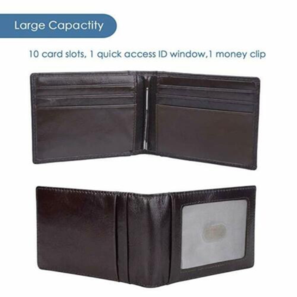by RFID Men's Leather Slim Bifold Money Clip Wallet Front Pocket Credit Card Holder, Black - Image 2