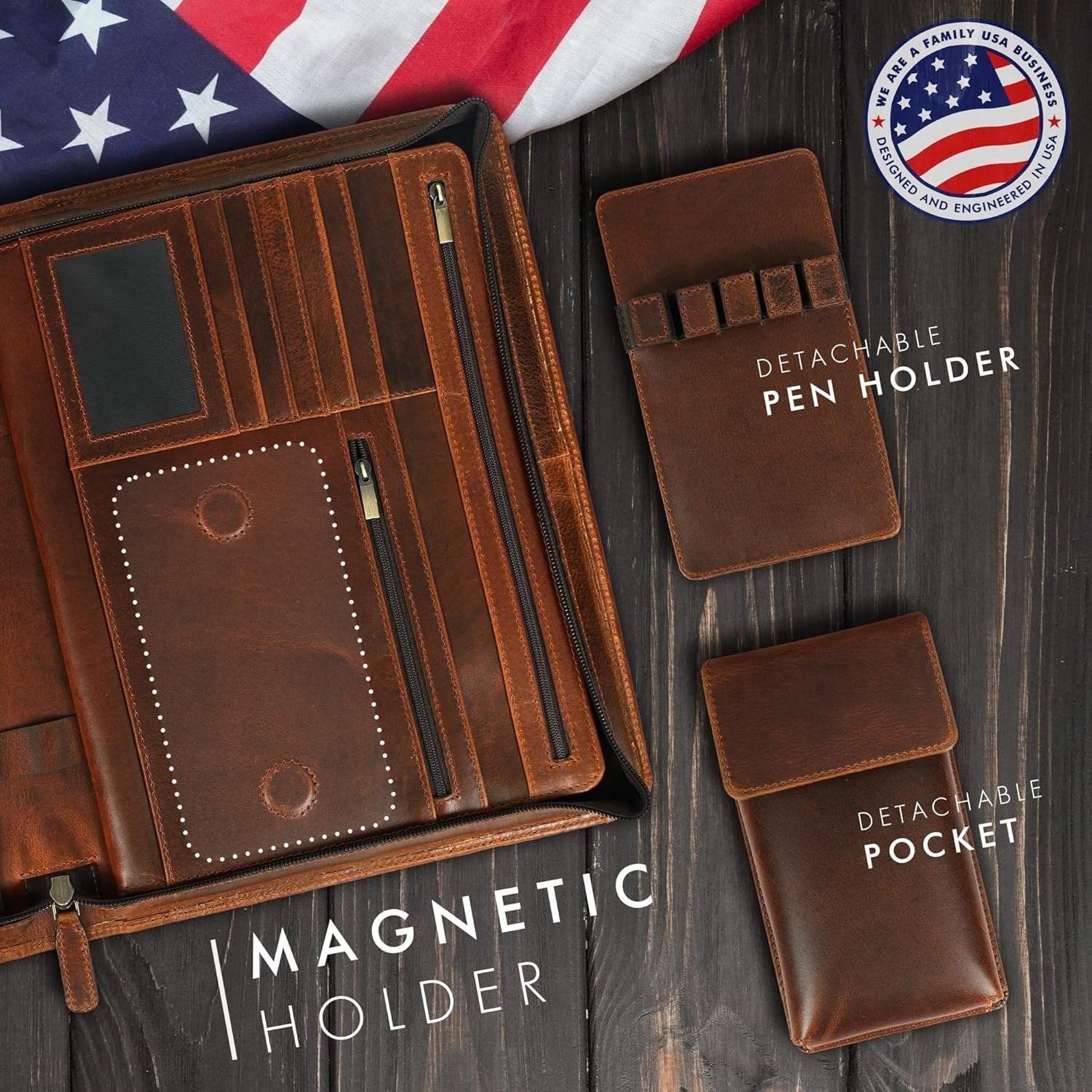 Binder Folder for Men and Women Professional Business Organizer Men and Women (Antique, Letter Zippered) - Image 4