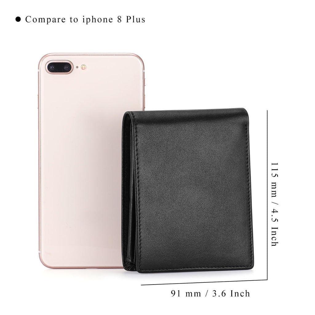 Slim Billfold Wallet for Men RFID Blocking Genuine Leather Scan Proof 10 Card Slots with ID Window Flap, Black - Image 3