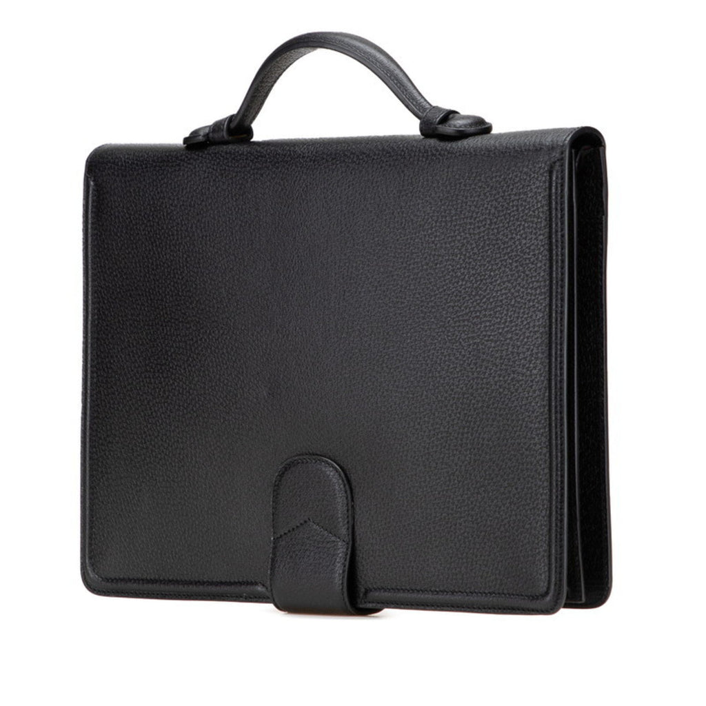 Pre-Owned Cat Head Briefcase Clutch Bag 495655 Black Leather Men's (Good) - Image 2