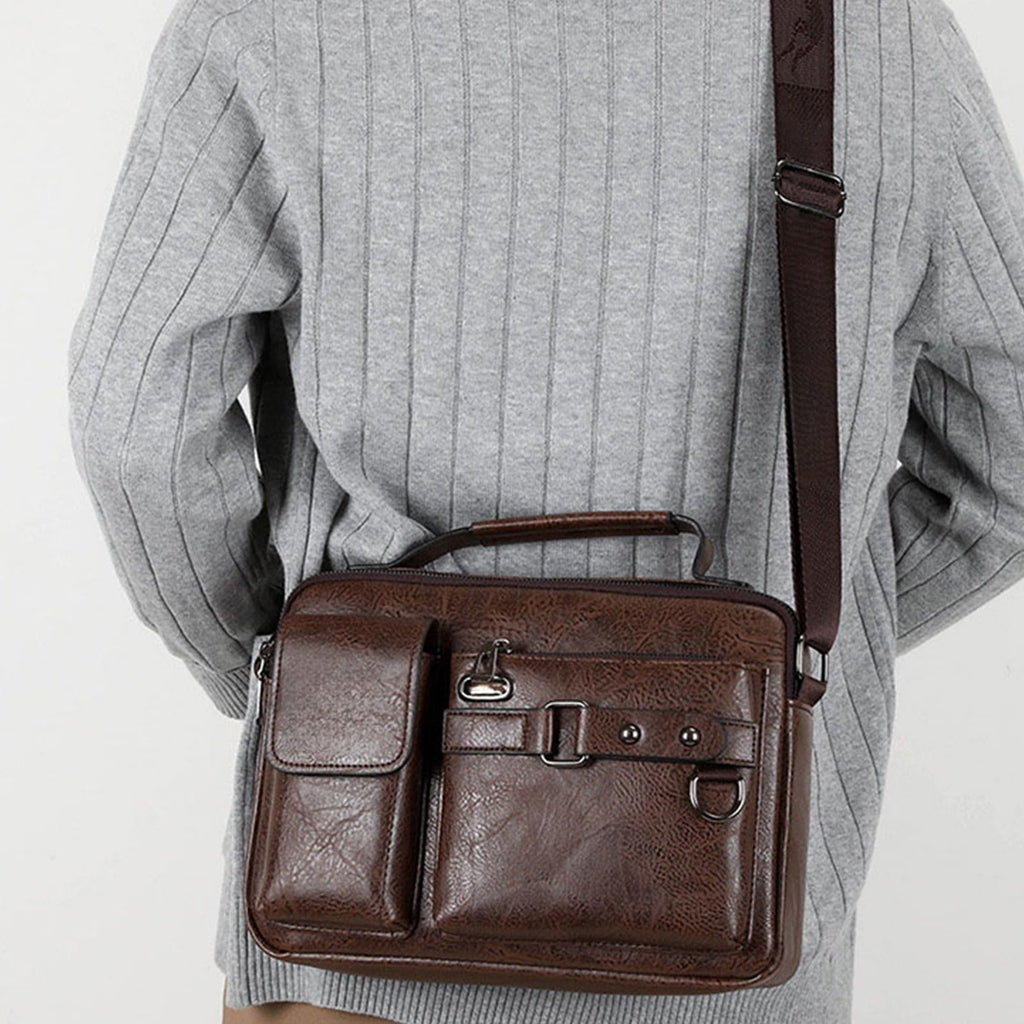 Messenger Bag for Men, 14 Inch Laptop Bag for Work Office, Handbag PU Leather Adjustable Strap Briefcase for Business Trip, Shoulder Bag Cro - Image 6
