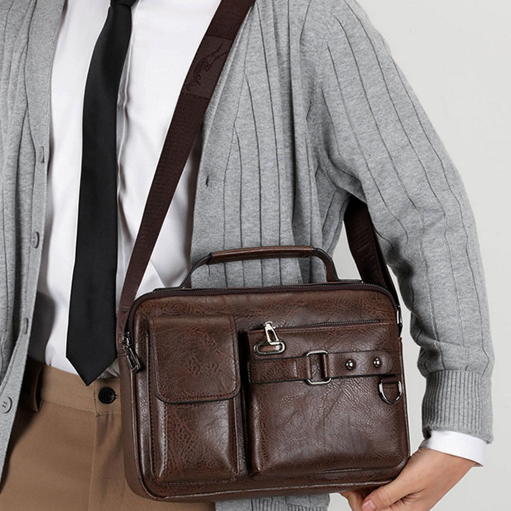 Crossbody Bag Men Men's Tote Bag Leather Briefcase Bags for Men Handbags Computer Business Shoulder Crossbody Bags - Image 4
