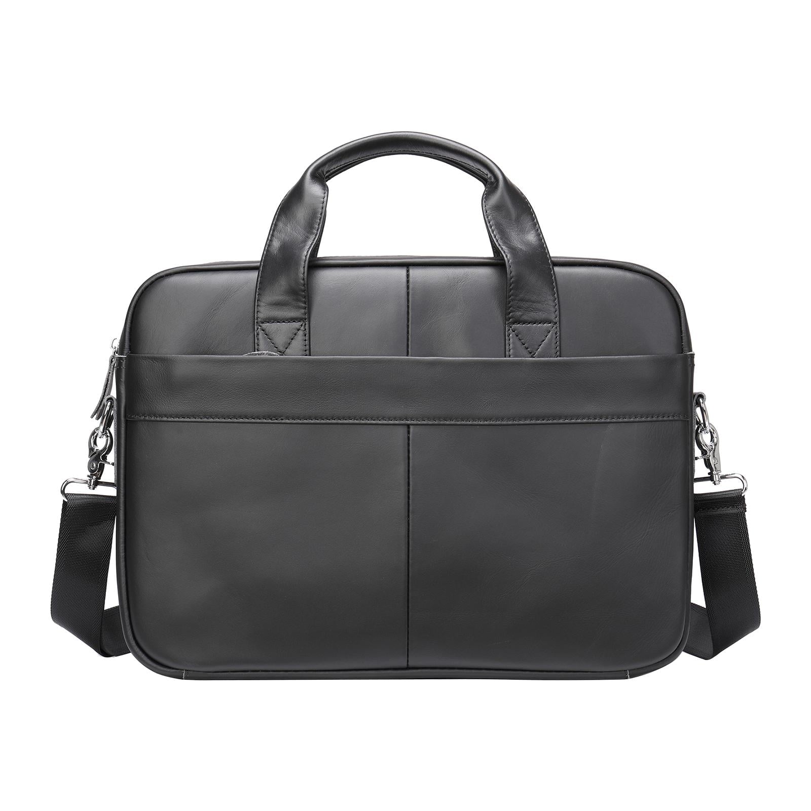 Briefcases for Men Expandable Pocket Messenger Leather Vintage Briefcase Mens Messenger Bag Leather Bag for Computer Travel Office Men Black - Image 2