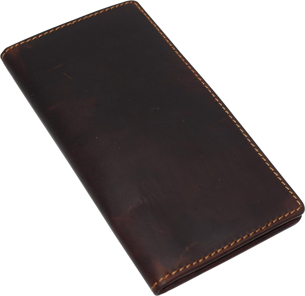 RFID Blocking Slim Long Bifold Vintage Leather ID Credit Card Holder Long Wallet - Image 5
