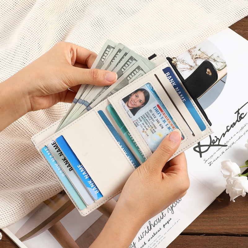 Small Wallet for Women RFID Blocking Slim Bifold Floral Leather Card Holder with Zipper Pocket ID Window - Image 6