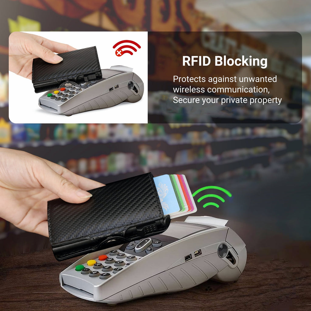 Credit Card Holder, Minimalism Leather Slim Wallet with Banknote Pockets, Coin Compartment and RFID Protection for Me... - Image 5