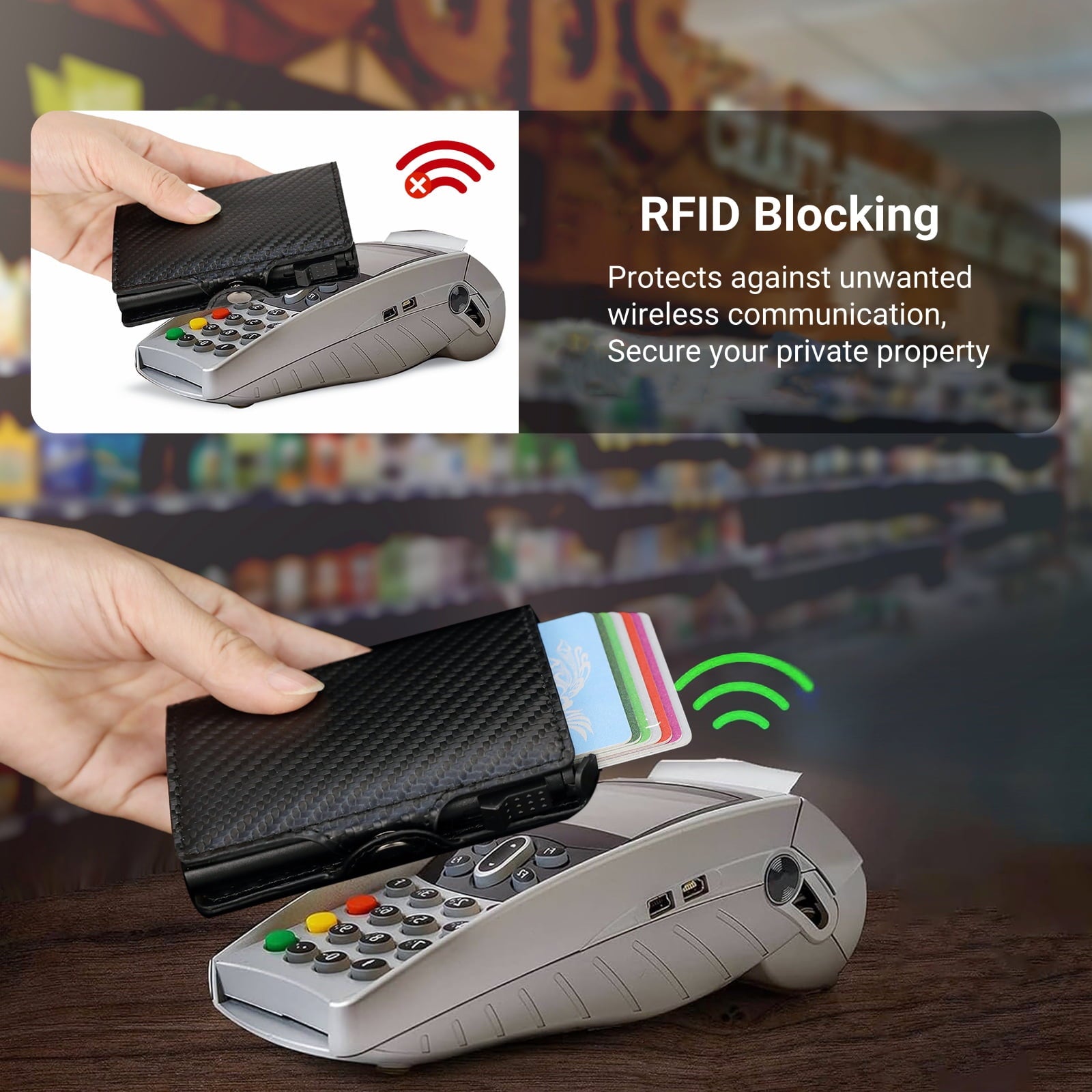 Credit Card Holder, Minimalism Leather Slim Wallet with Banknote Pockets, Coin Compartment and RFID Protection for Me... - Image 5